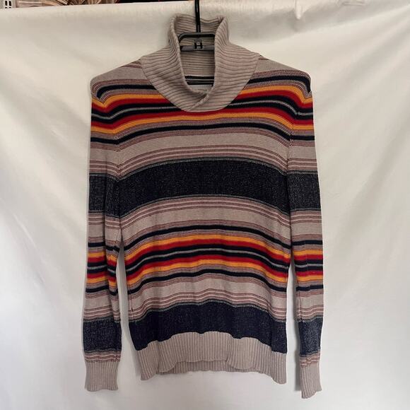 Sun+Stone Cowlneck Mens Sweater Sz L Preppy Y2K Retro Fall Stripe Academia 70s - Picture 12 of 12